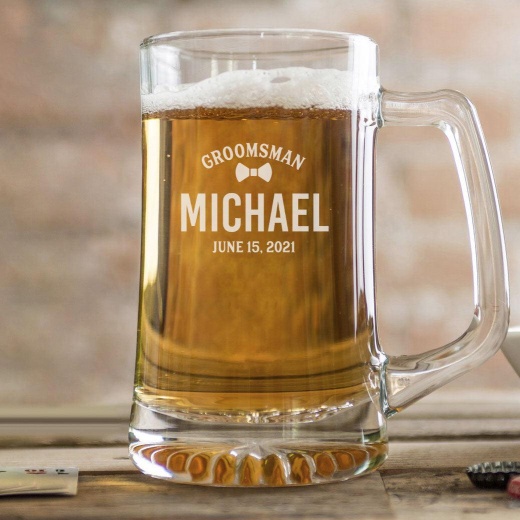 Personalized Groomsmen Proposal Beer Mugs - 25 Oz