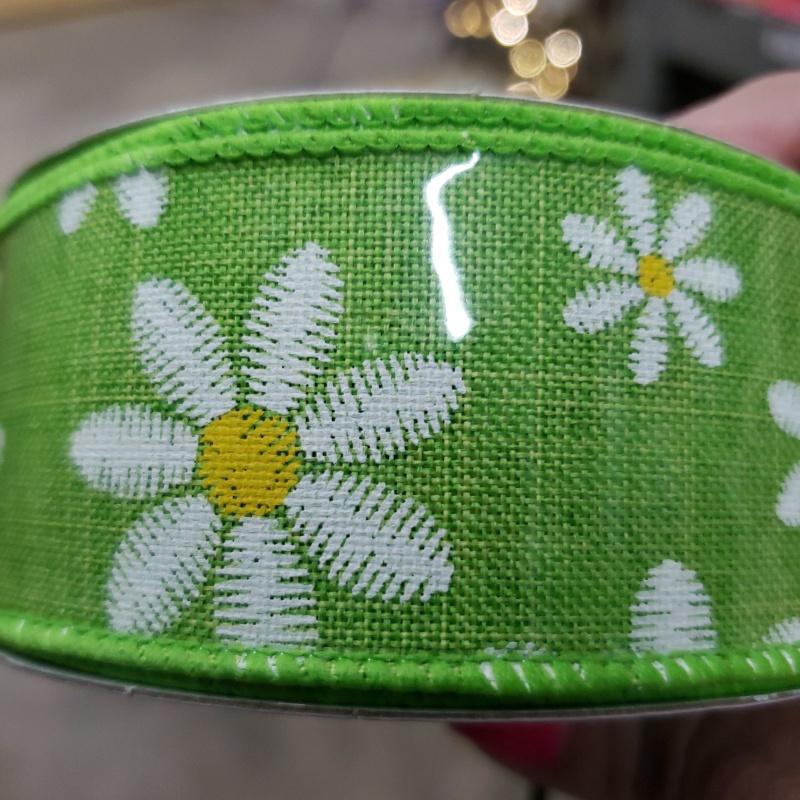 1.5"X10yd Embroidered Daisy