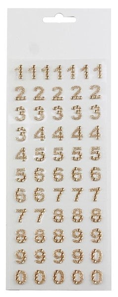 1/2" Rhinestone Number Sticker Page - 1/2" Numbers Gold