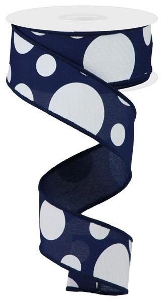 1.5"X10yd Giant Three Size Dot - Navy Blue And White
