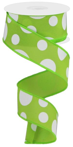 1.5"X10yd Giant Three Size Dot - Lime Green And White