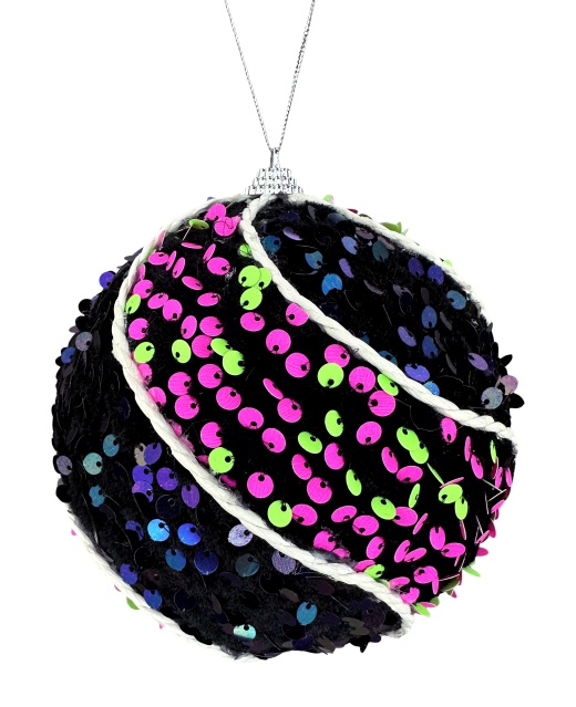 Pink And Green Sequin Swirl Ball Dia5
