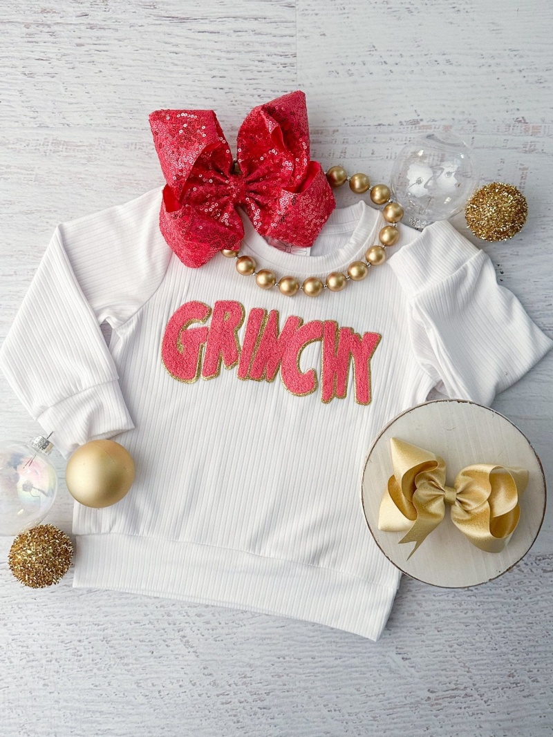 Mommy & Me Grinchy Chenille Christmas Sweatshirt