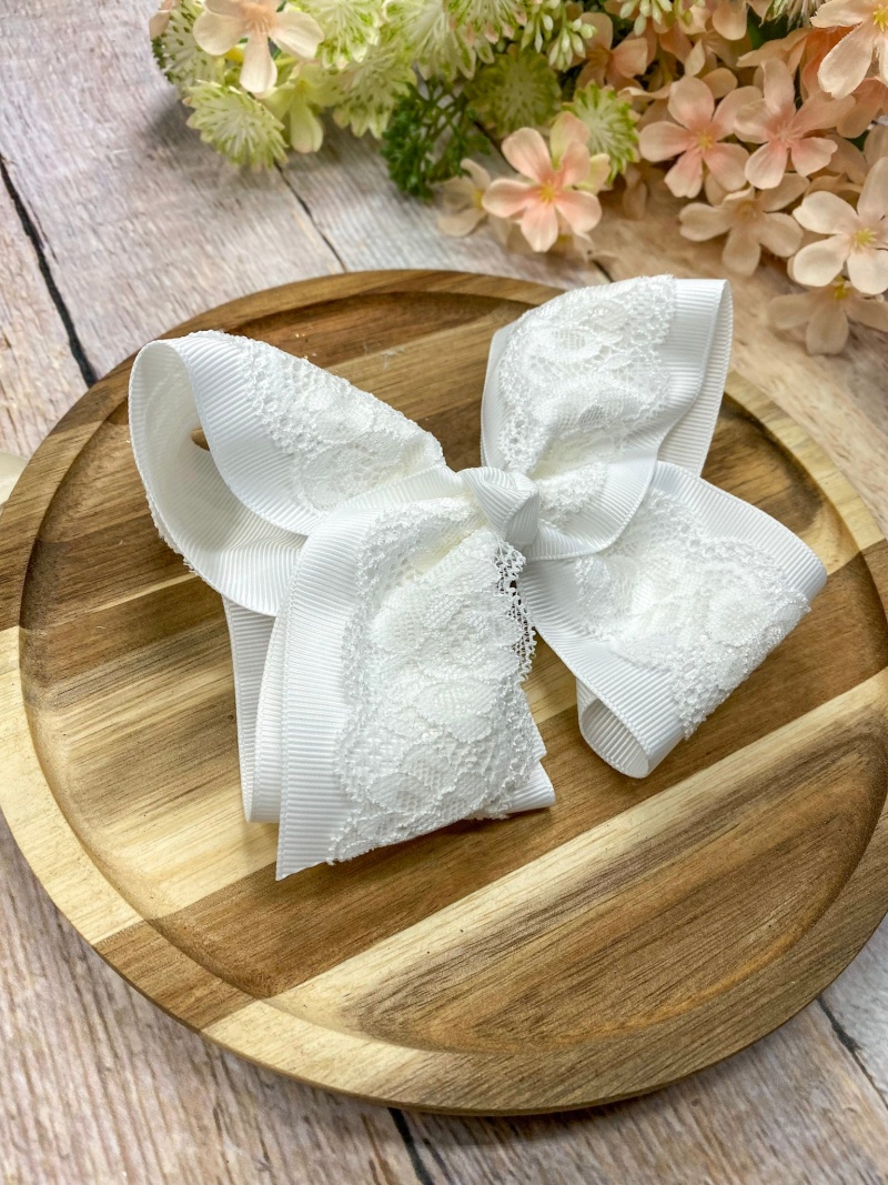 4.5" Chantilly Lace Classic Hair Bow | Clip Or Headband