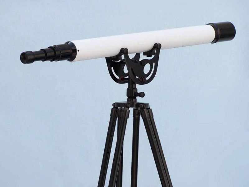 Floor Standing Oil-Rubbed Bronzed-White Leather With Black Stand Anchormaster Telescope 65"