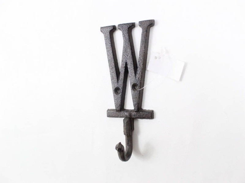 Cast Iron Letter W Alphabet Wall Hook 6"
