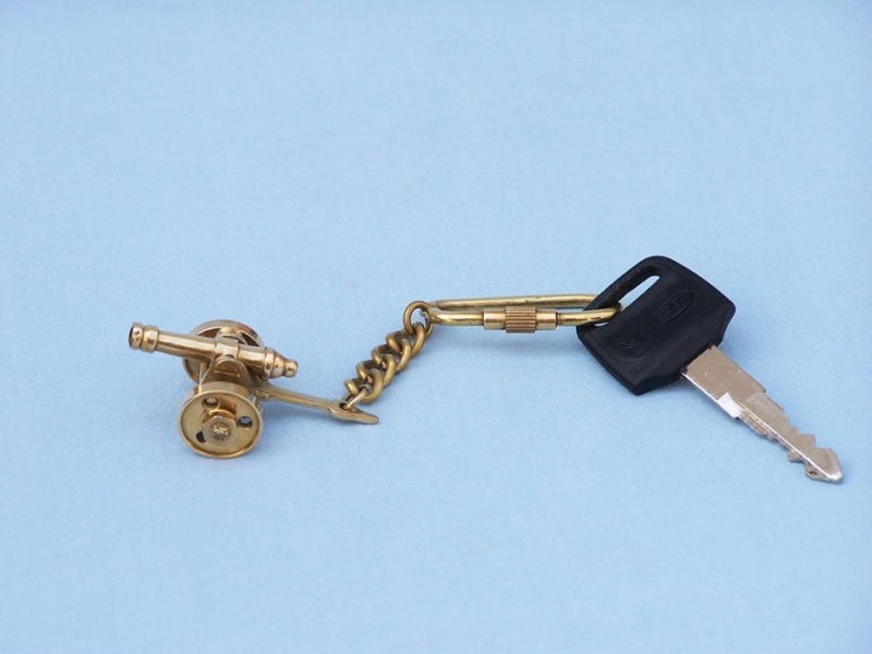 Solid Brass Cannon Key Chain 5"