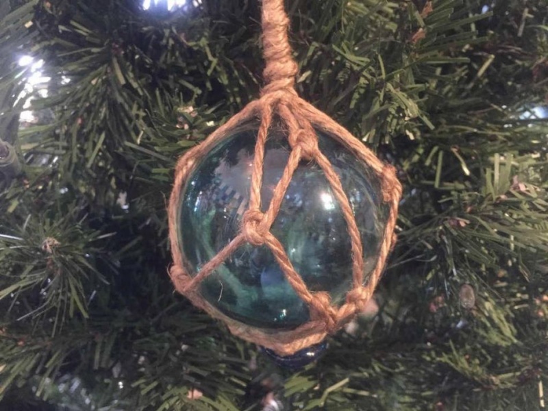 Light Blue Japanese Glass Ball Fishing Float Decoration Christmas Ornament 3"