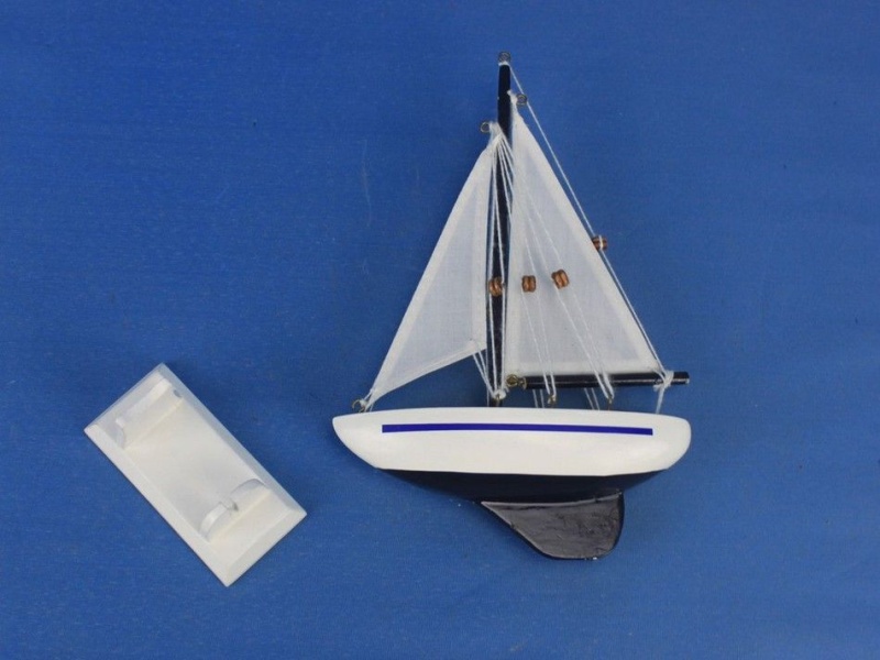 Wooden Enterprise Model Sailboat Christmas Ornament 9"