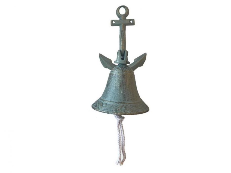 Antique Bronze Cast Iron Wall Hanging Anchor Bell 8"