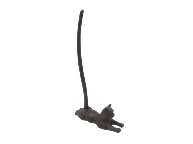Cast Iron Sitting Cat Kitchen Paper Towel Holder 19"