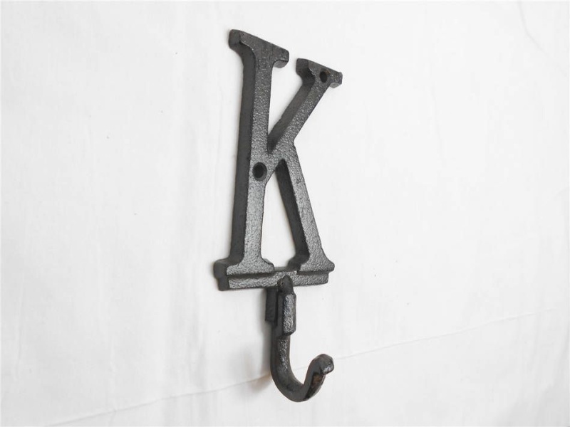 Cast Iron Letter K Alphabet Wall Hook 6"