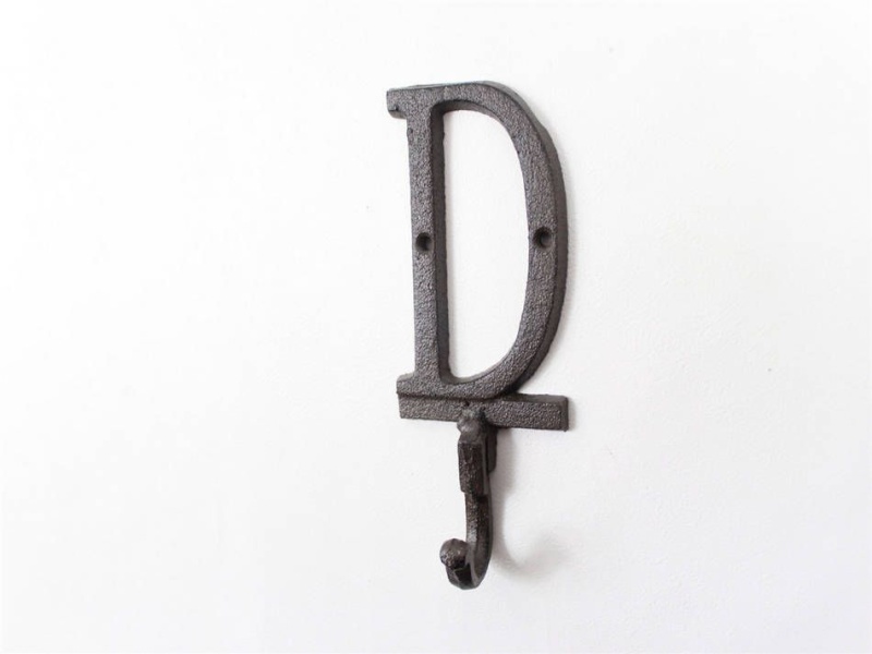 Cast Iron Letter D Alphabet Wall Hook 6"
