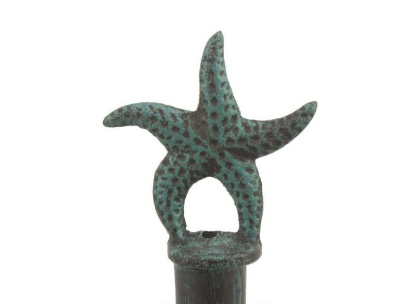 Rustic Seaworn Blue Cast Iron Starfish Extra Toilet Paper Stand 15"