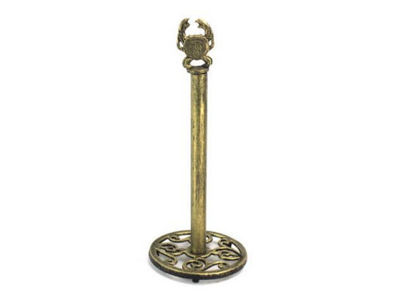 Antique Gold Cast Iron Crab Extra Toilet Paper Stand 16"