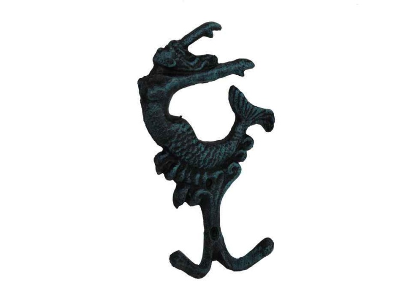Seaworn Blue Cast Iron Mermaid Key Hook 6"