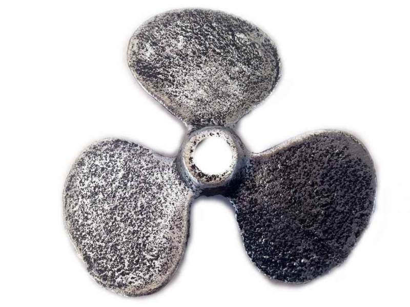 Antique Silver Cast Iron Propeller Christmas Ornament 4"