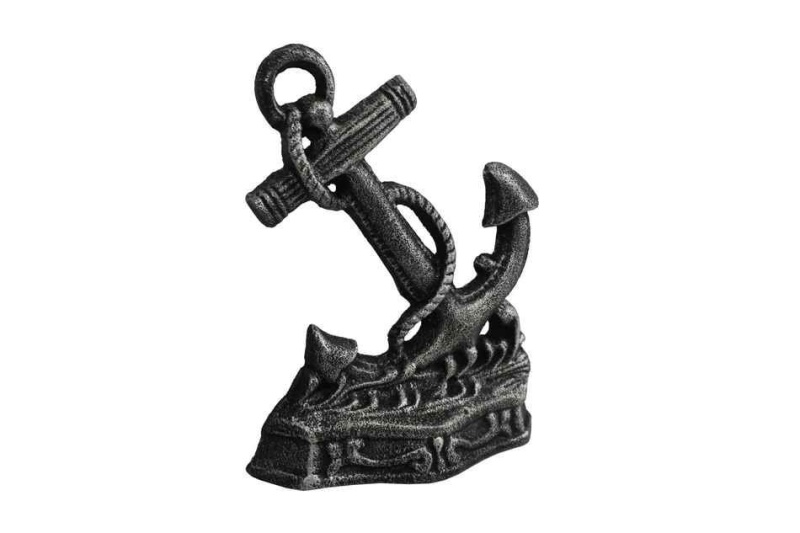 Antique Silver Cast Iron Anchor Door Stopper 8"