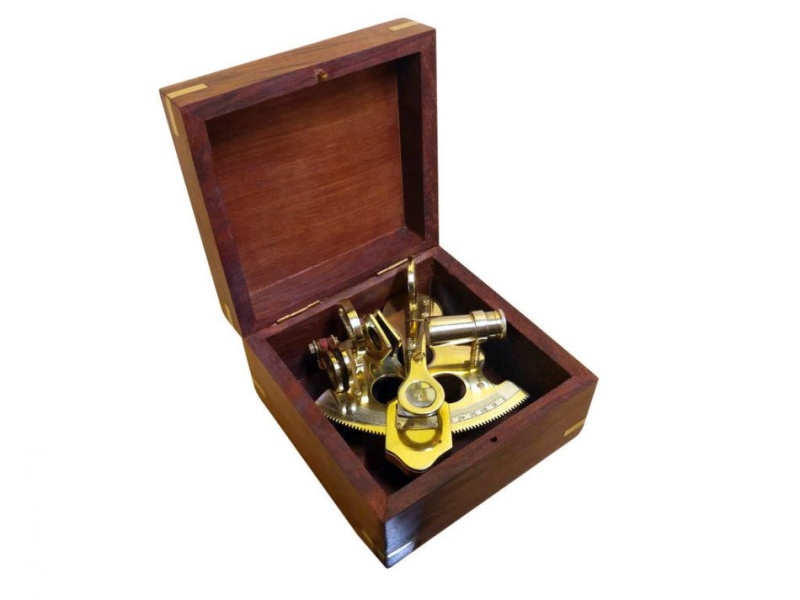Scout's Brass Sextant 4" With Rosewood Box