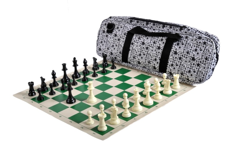 Deluxe Chess Set Combination And Triple Weighted Regulation Pieces | Vinyl Chess Board | Deluxe Bag