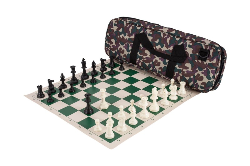 Deluxe Chess Set Combination And Single Weighted Regulation Pieces | Vinyl Chess Board | Deluxe Bag