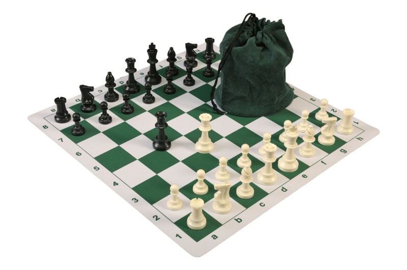 Drawstring Chess Set Combination With Mousepad Board And Single Weighed Pieces