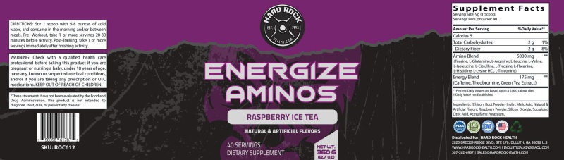 Hard Rock Health Energized Aminos Raspberry Iced