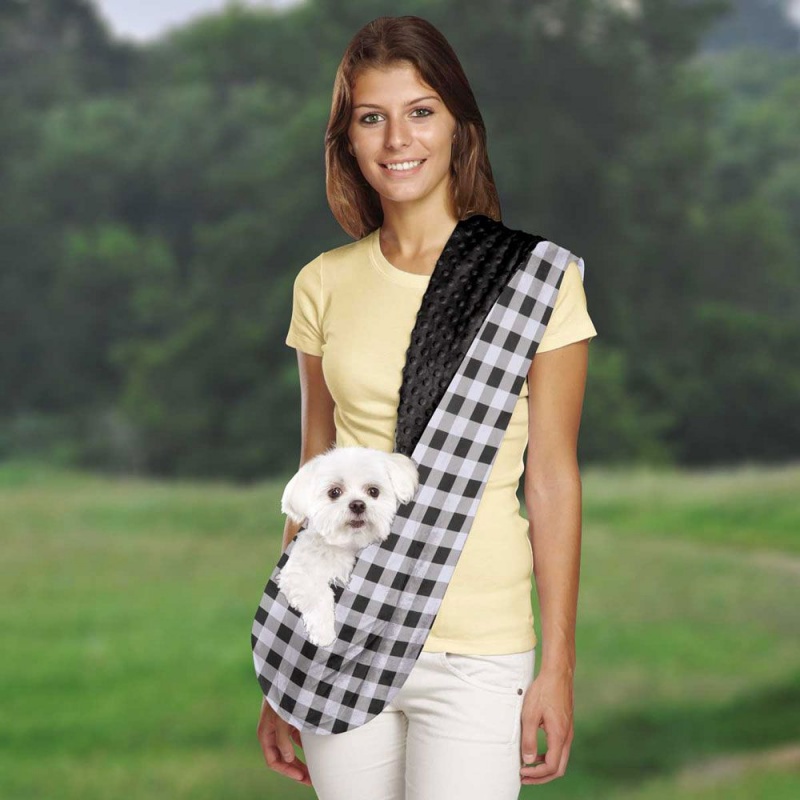 Sling | Black Reversible Pet Sling Dog Carrier | Pets Up To 8 Lbs