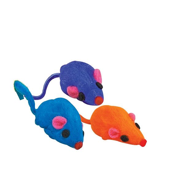 Cat Mice Toy - Rainbow Furry Mice - Cheese Wedge Display Box - Zanies