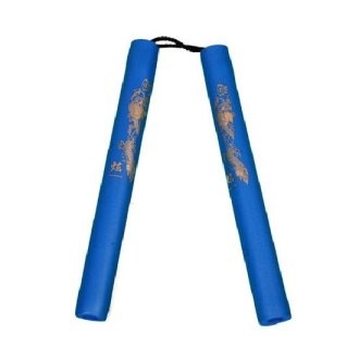 12" Blue Rubber Practice Nunchaku With Rope - Default Title