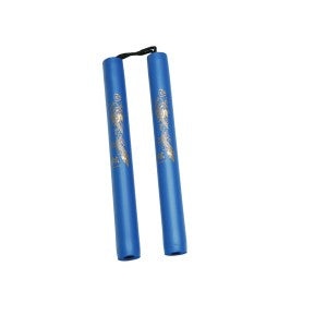 12" Blue Rubber Practice Nunchaku With Rope - Default Title