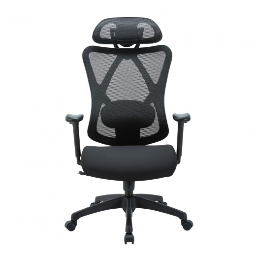 High Back Mesh Office Chair With Adjustable Headrest, Cushioned Seat - Moustache®
