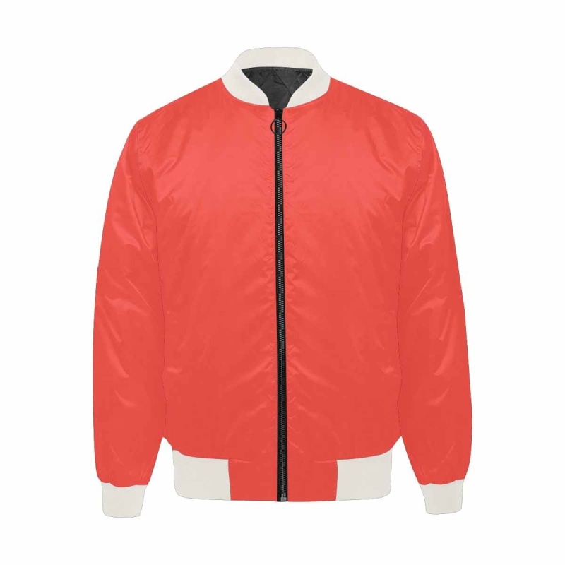 Mens Jacket, Red Orange Bomber Jacket