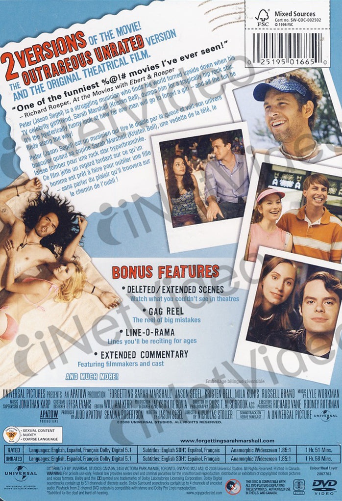 Forgetting Sarah Marshall (Unrated Widescreen Single Disc Edition) (Bilingual)