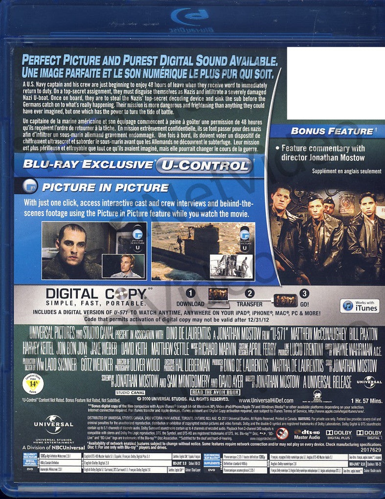 U-571 (Blu-Ray + Dvd + Digital Copy)(Bilingual) (Blu-Ray)