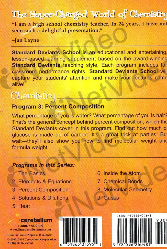 Standard Deviants School Chemistry Program 3 Percent Composition 