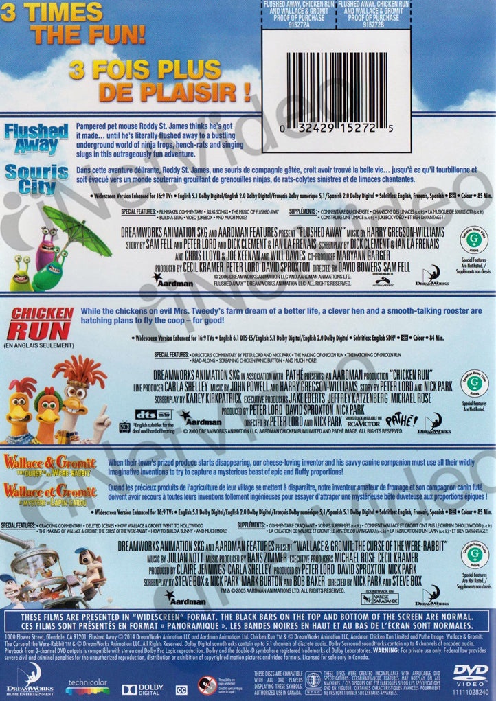 Flushed Away / Chicken Run / Wallace & Gromit (Dvd Triple Feature) (Widescreen Edition) (Bilingual)
