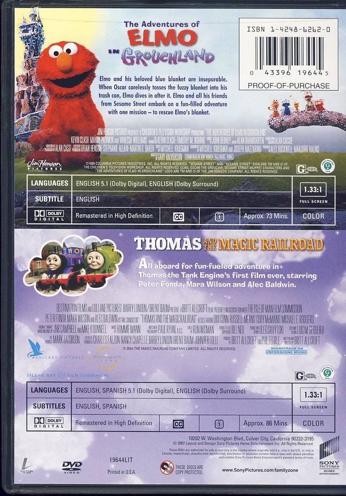 The Adventures Of Elmo In Grouchland/Thomas And The Magic Railroad ...