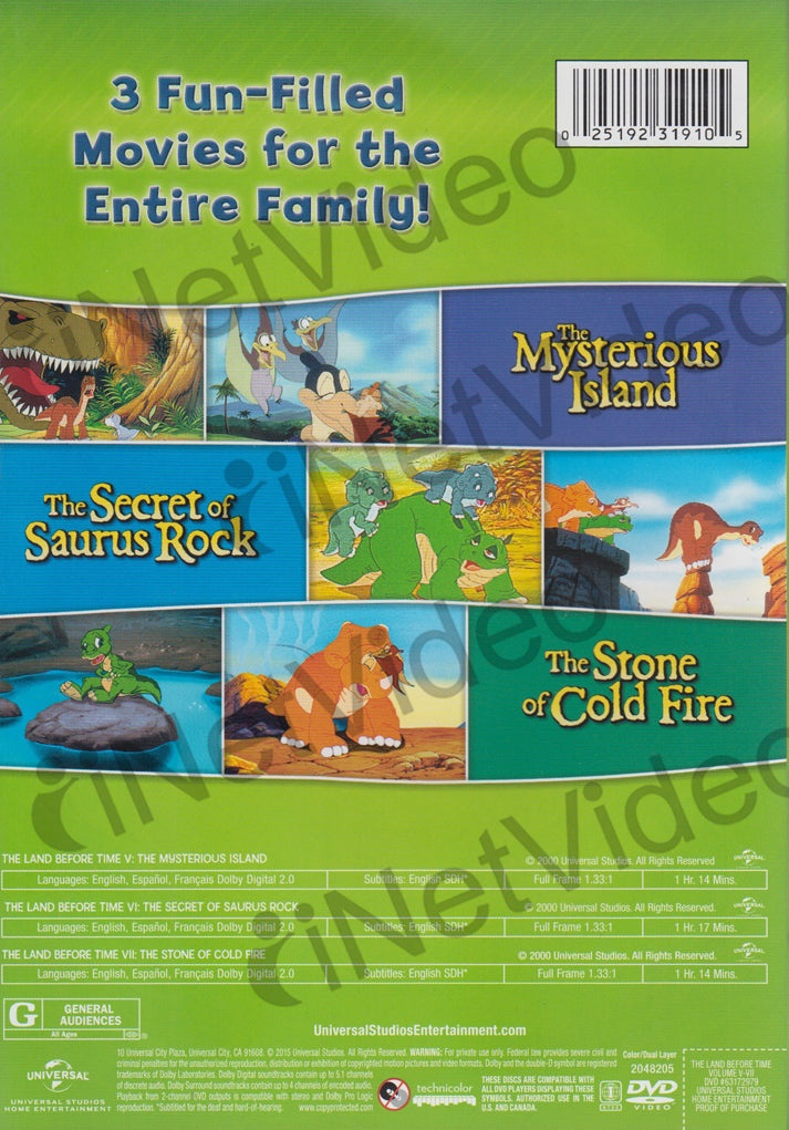The Land Before Time : V - Vii (Mysterious Island / Secret Of Saurus Rock / Stone Of Cold Fire)