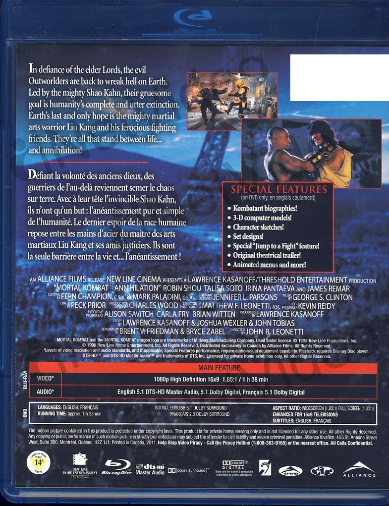 Mortal Kombat - Annihilation (Dvd+Blu-Ray Combo) (Bilingual) (Blu-Ray)