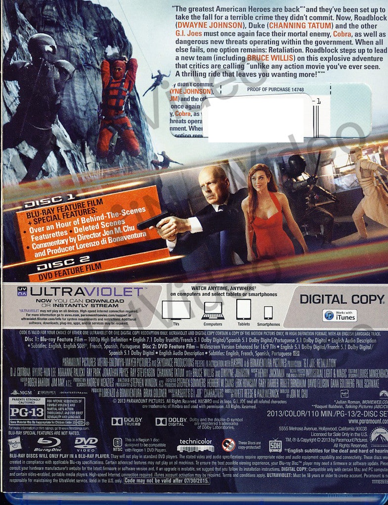 G.I. Joe: Retaliation (Blu-Ray / Dvd / Digital Copy +Ultraviolet) (Blu-Ray)