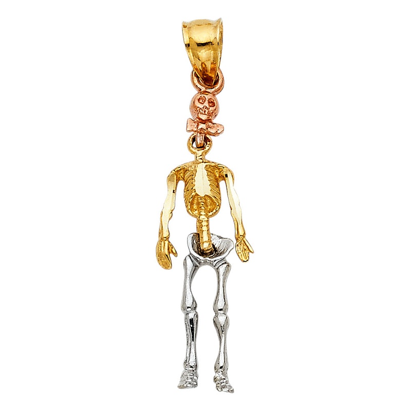 14K Gold Whole Body Skull Charm Pendant
