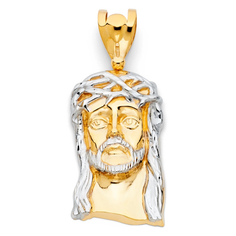 14K Gold Religious Jesus Head Charm Pendant