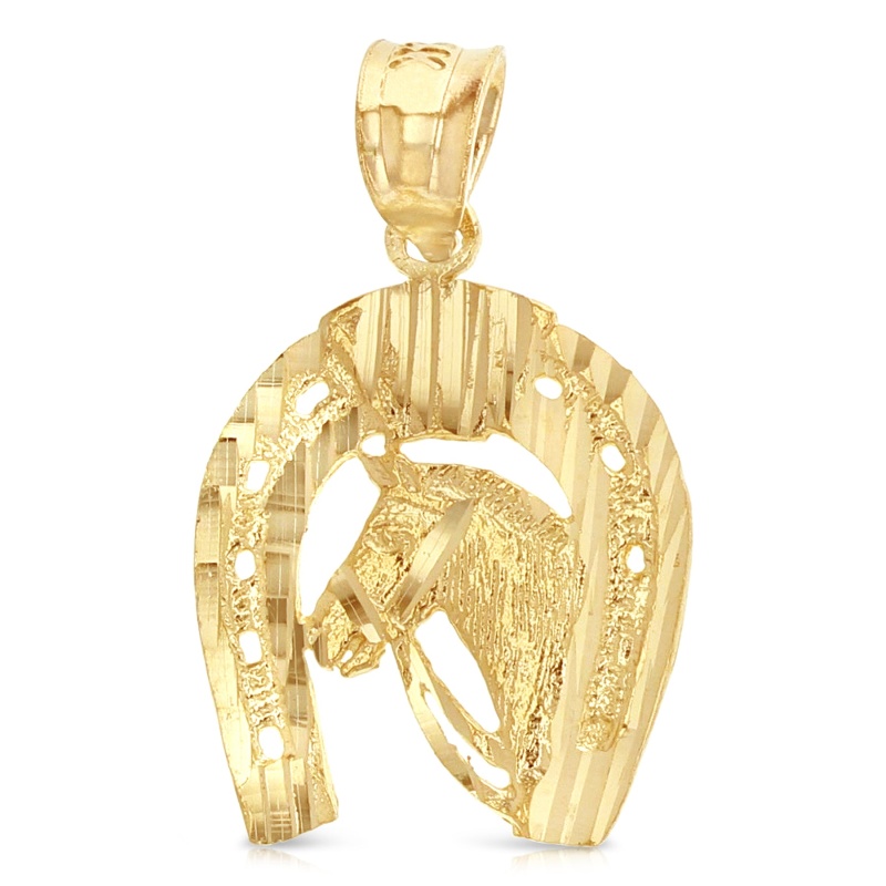 14K Gold Lucky Horseshoe Charm Pendant