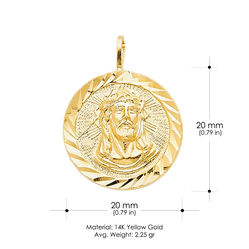 14K Gold Religious Jesus Christ Stamp Charm Pendant
