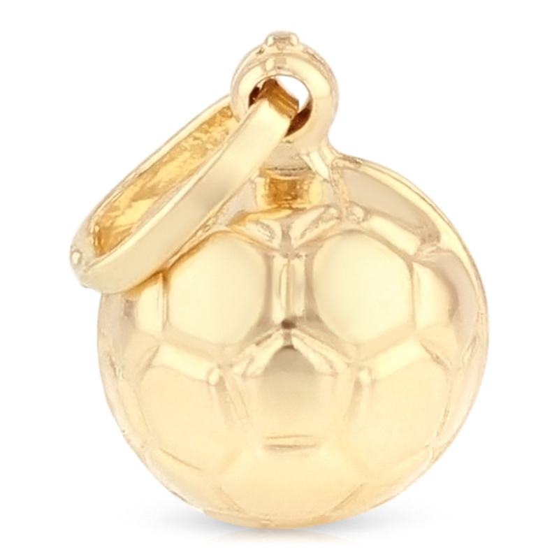 14K Gold Plain Soccer Ball Charm Pendant