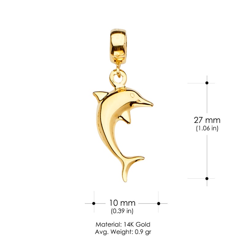 14K Gold Dolphin Mix & Match Charm Pendant