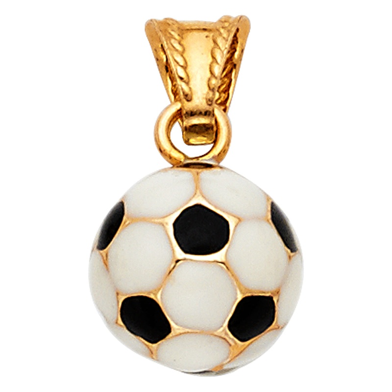 14K Gold Soccer Ball Enamel Charm Pendant