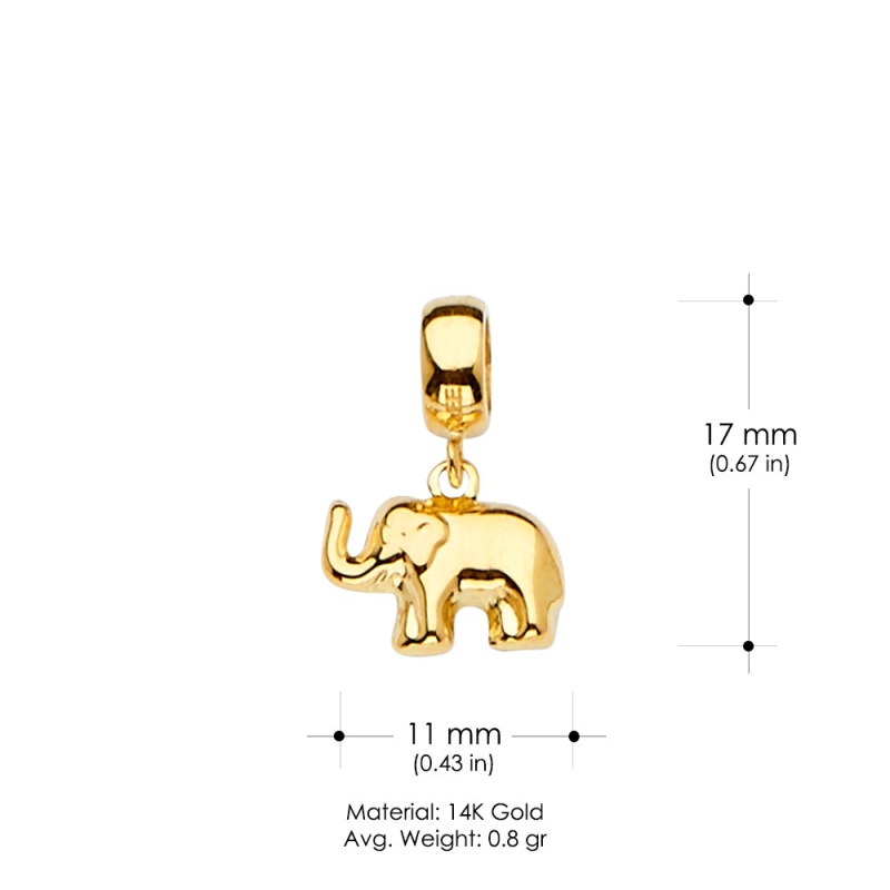 14K Gold Elephant Mix & Match Charm Pendant