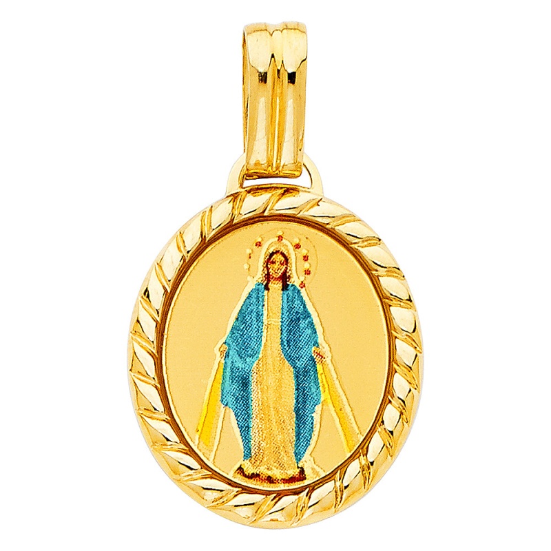 14K Gold Religious Guadalupe Charm Pendant